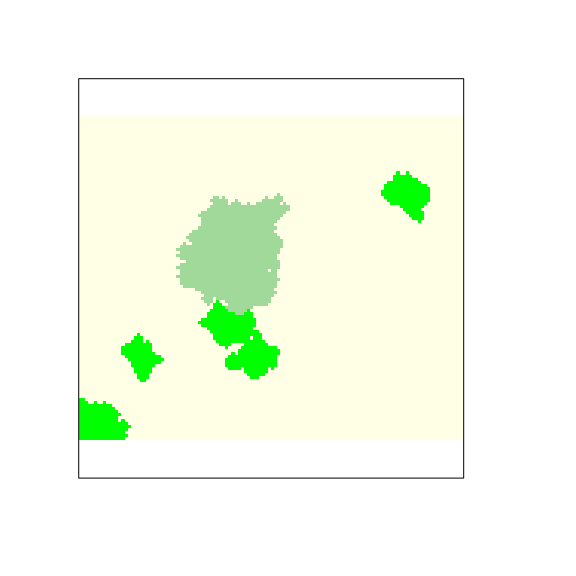 Pine plantation (ligth green) and natural forests (green) patches created by the user.